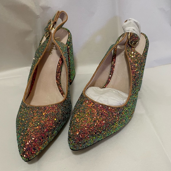 🎉HP🎉Shelly London Peacock Glitter Heels - Picture 6 of 16
